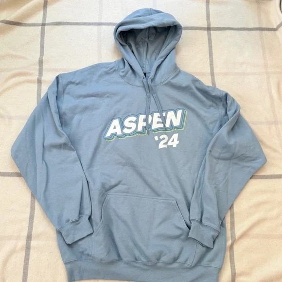 Gildan Light Blue Hoodie with Aspen '24 Design Size Large - Picture 2 of 10
